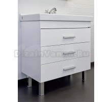 Тумба с раковиной Comforty Никосия 80Н напольная, белый глянец