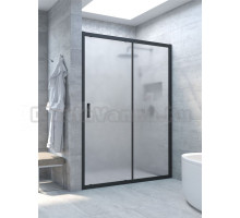 Душевая дверь в нишу Vegas Glass ZP Novo h2000 140 02М 10 140 см, профиль матовый черный, стекло сатин