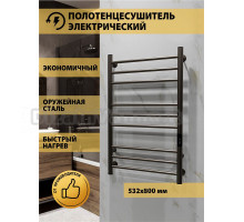 Полотенцесушитель электрический Indigo Line Trinity LСLTE80-50GNSRt 80x55 см, подключение справа, слева, скрытое подключение справа, оружейная сталь, лесенка