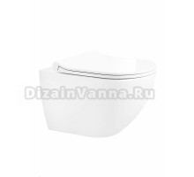 Унитаз подвесной Ceruttispa Amici Aria Tornado CT11388 безободковый, с микролифтом, смыв Tornado, антивсплек, белый глянцевый