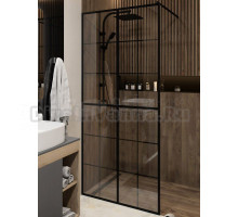 Душевая перегородка Teymi Helmi T00301 90x200 см, профиль черный матовый, стекло прозрачное