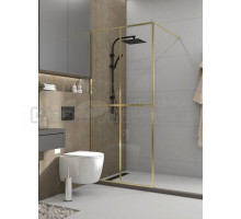 Душевая перегородка Teymi Helmi T00304 90x200 см, профиль золото матовый, стекло прозрачное