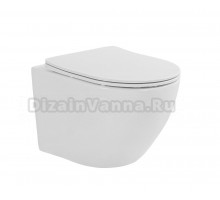 Унитаз подвесной Taliente Amato AM55003 безободковый, с микролифтом, глянцевый белый