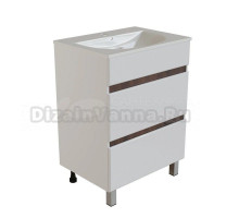 Тумба д/ванной "БРИКС-60" 2 ящ. белый/дуб вотан под рак."Breeze 60" меб. (Sanita Luxe) (ПВХ)(разбор)