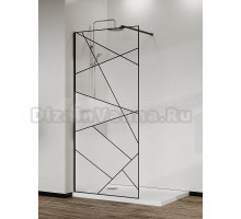 Душевая перегородка AZARIO Walk-in AZ-271-100-MB-CGP 100х195 см, стекло графический принт, профиль матовый черный