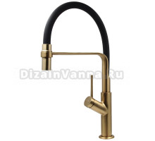 Смеситель для кухни ESKO K50GB с гибким изливом, черный, золото