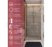 Душевая дверь в нишу Cezares Lux B-FS-1-100-C-BORO 100 см, профиль брашированное золото, стекло прозрачное