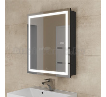 Зеркало шкаф с подсветкой в ванную 60 см, Uperwood Tanos, черное