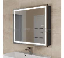 Зеркало шкаф с подсветкой в ванную 80 см, Uperwood Tanos, черное