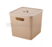 Корзина для белья Keeplex Rattan 249443 21 л, напольная, бежевая, квадратная, пластик