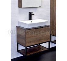 Тумба с раковиной Comforty Порто 60 подвесная, темно-коричневый дуб