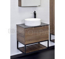 Тумба с раковиной Comforty Порто 60 подвесная, темно-коричневый дуб, c раковиной 9111
