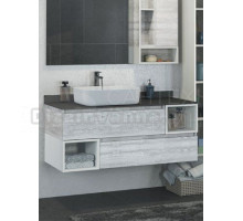 Тумба с раковиной Comforty Прага 120 подвесная, белый дуб, с раковиной T-Y9378