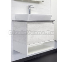 Тумба с раковиной Comforty Прага 60 подвесная, белый дуб, с раковиной 9055RA-50