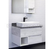 Тумба с раковиной Comforty Прага 75 подвесная, белый дуб, с раковиной 78189