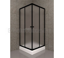 Душевой уголок Triton Вента БВ 80х80 см, с поддоном, профиль матовый черный, стекло матовое