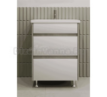 Тумба с раковиной Stella Polar Браво 60 напольная, слэйт, лакобель белое