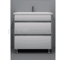 Тумба с раковиной Stella Polar Браво 80 напольная, слэйт, лакобель белое