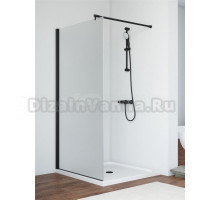 Душевая перегородка Vegas Glass Eaf Novo h2000 86 02М 10 профиль матовый черный, стекло сатин