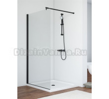 Душевая перегородка Vegas Glass Eaf Novo h2000 96 02М 01 профиль матовый черный, стекло прозрачное