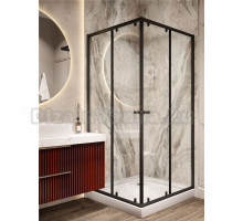 Душевой уголок Parly ZQ81B 80х80 см, с поддоном, профиль матовый черный, стекло прозрачное