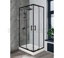 Душевой уголок Parly QZ71B N 100х70 см, с поддоном, профиль матовый черный, стекло прозрачное