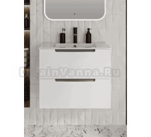 Тумба с раковиной Runo Lina 60 подвесная, глянцевая белая