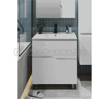 Тумба с раковиной Runo Палермо 70 напольная, глянцевая белая