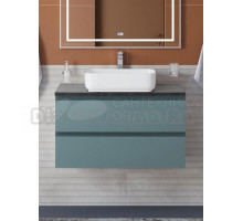 Тумба под раковину со столешницей BelBagno Kraft 80 подвесная, матовая голубая, столешница kep-80-mno