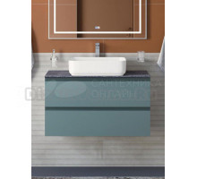 Тумба под раковину со столешницей BelBagno Kraft 90 подвесная, матовая голубая, столешница kep-90-grn