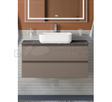 Тумба под раковину со столешницей BelBagno Kraft 100 подвесная, матовая бежевая, столешница kep-100-grn