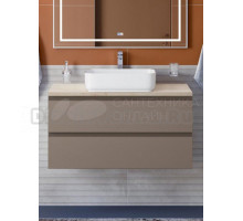 Тумба под раковину со столешницей BelBagno Kraft 100 подвесная, матовая бежевая, столешница kep-100-mco