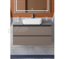 Тумба под раковину со столешницей BelBagno Kraft 100 подвесная, матовая бежевая, столешница kep-100-mno