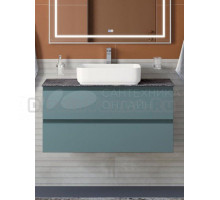 Тумба под раковину со столешницей BelBagno Kraft 100 подвесная, матовая голубая, столешница kep-100-grn