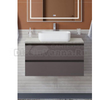 Тумба под раковину со столешницей BelBagno Kraft 100 подвесная, матовая темно-серая, столешница kep-100-mgl