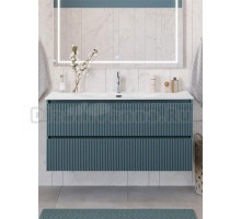 Тумба с раковиной BelBagno Uno 120 подвесная, 2 ящика, матовая голубая