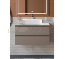 Тумба с раковиной BelBagno Kraft 80 подвесная, матовая бежевая, столешница kep-80-bo, раковина BB1304