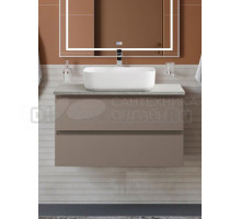 Тумба с раковиной BelBagno Kraft 80 подвесная, матовая бежевая, столешница kep-80-mgl, раковина BB1304