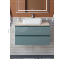 Тумба с раковиной BelBagno Kraft 90 подвесная, матовая голубая, столешница kep-90-mco, раковина BB1304