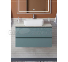 Тумба с раковиной BelBagno Kraft 90 подвесная, матовая голубая, столешница kep-90-mgl, раковина BB1304