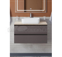 Тумба с раковиной BelBagno Kraft 90 подвесная, матовая темно-серая, столешница kep-90-mco, раковина BB1304