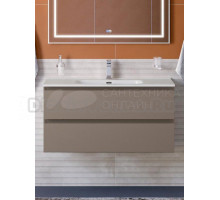Тумба с раковиной BelBagno Kraft 100 подвесная, матовая бежевая, раковина bb1000etl