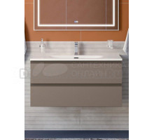 Тумба с раковиной BelBagno Kraft 100 подвесная, матовая бежевая, раковина bb-8099-100