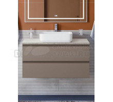 Тумба с раковиной BelBagno Kraft 100 подвесная, матовая бежевая, столешница kep-100-mgl, раковина BB1304