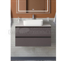 Тумба с раковиной BelBagno Kraft 100 подвесная, матовая темно-серая, столешница kep-100-bo, раковина BB1304