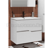 Тумба с раковиной Runo Палермо 70 подвесная, глянцевая белая