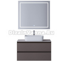Мебель для ванной комнаты BelBagno Kraft 90 подвесная, матовая темно-серая, столешница kep-90-bo, раковина BB1304
