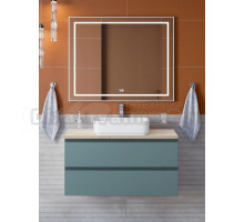 Мебель для ванной комнаты BelBagno Kraft 100 подвесная, матовая голубая, столешница kep-100-mco, раковина BB1304