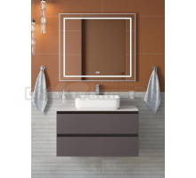 Мебель для ванной комнаты BelBagno Kraft 100 подвесная, матовая темно-серая, столешница kep-100-bo, раковина BB1304