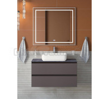 Мебель для ванной комнаты BelBagno Kraft 100 подвесная, матовая темно-серая, столешница kep-100-grn, раковина BB1304